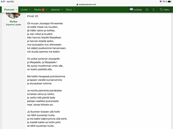 Seuraavassa videossa lauletaan tämä runo kuorosävellyksenä.