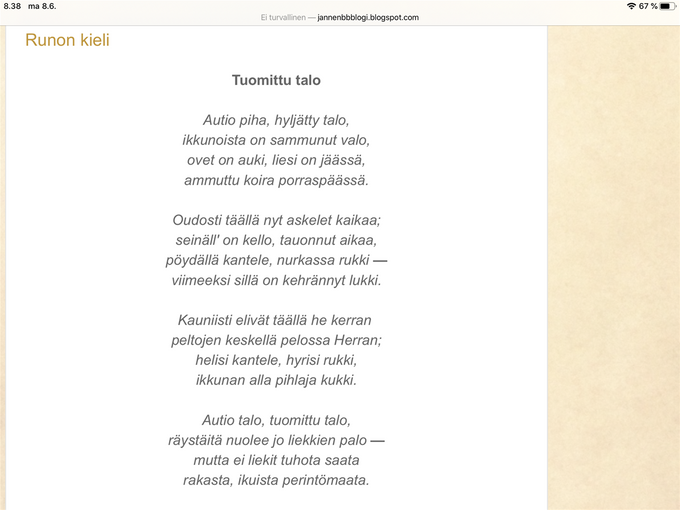 Sama runo kuullaan seuraavalla videolla laulettuna.