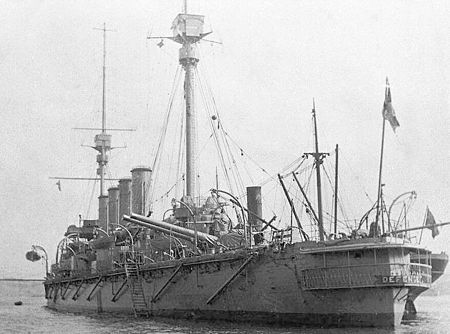 Brittien risteilijä HMS Defense, joka menetettiin Skagerrakin taistelussa. Kuvan lähde on Wikipedia.