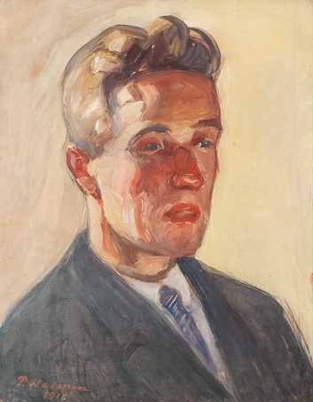 Pekka Halosen maalaus Juhani Siljosta 1916. Kuvan lähde on Wikipedia.