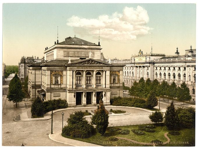 Gewandhaus Leipzigissa vuonna 1900. Kuvan lähde on Wikipedia.