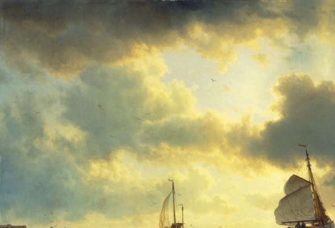 Taulu 2. Andreas Achenbach: Laskeva vuorovesi, maalattu 1849. Öljyvärityö. Kuvan lähde on visualelesewhere.worldpress.com.