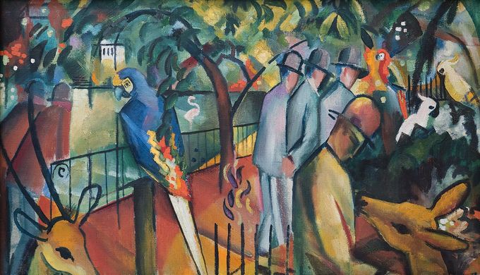 Taulu 6. August Macke: Zoologische Garten I, maalattu 1912. Kuvan lähde on Wikipedia.