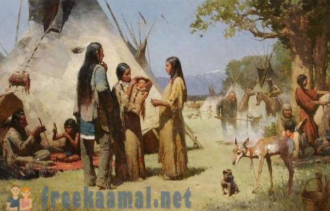 Kuva 7. Ihannoitu maalaus intiaaneista. Kuvan lähde fi.freekaamal.net.