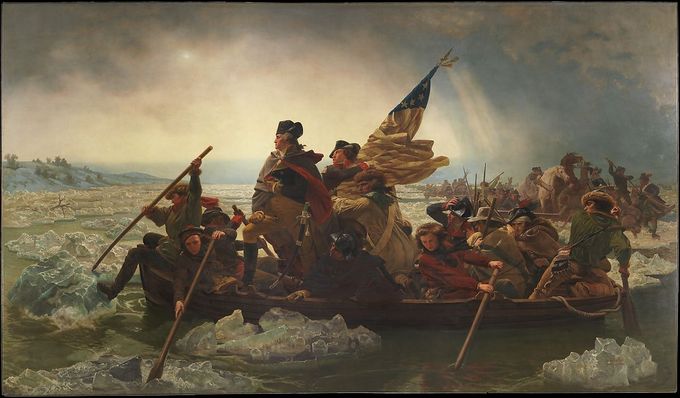 Kuva 3. Taulun nimi on ”Washington Crossing the Delaware”. Maalauksen on tehnyt Emanuel Gottilieb leitze. The Metropolitan Museum of Art. Kuvan lähde on metmuseum.org.