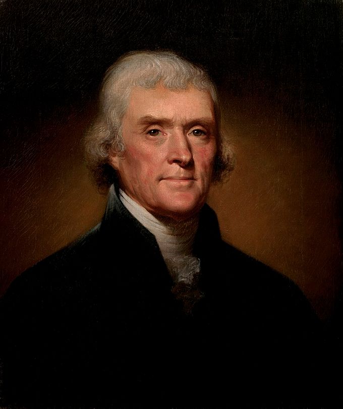 Kuva 3. Presidentti Thomas Jeffersonin virallinen muotokuva. Kuvan lähde on Wikipedia.