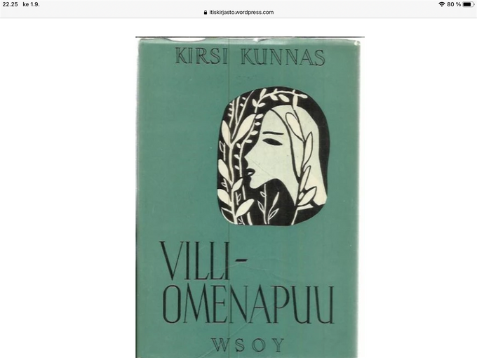 Runoilija Kirsi Kunnaksen ensimmäinen runokokoelma. Kuvan lähde on kirjasampo.fi.