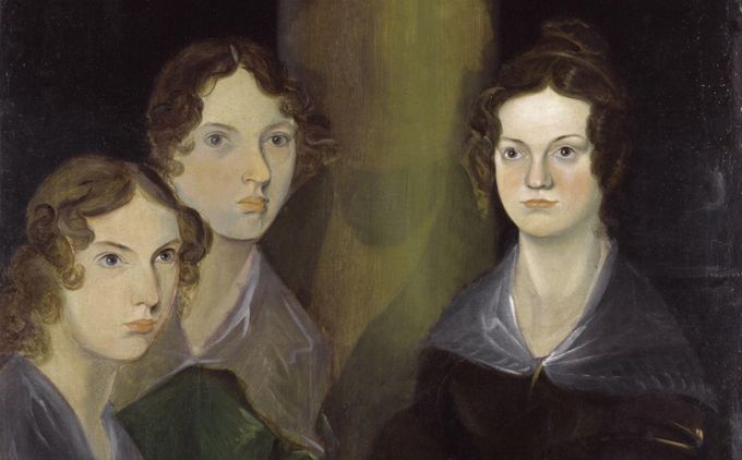 Kuva 3. Charlotte, Emily ja Anne Brontë heidän veljensä Branwellin tekemässä maalauksessa. Kuvan lähde on medium.com.